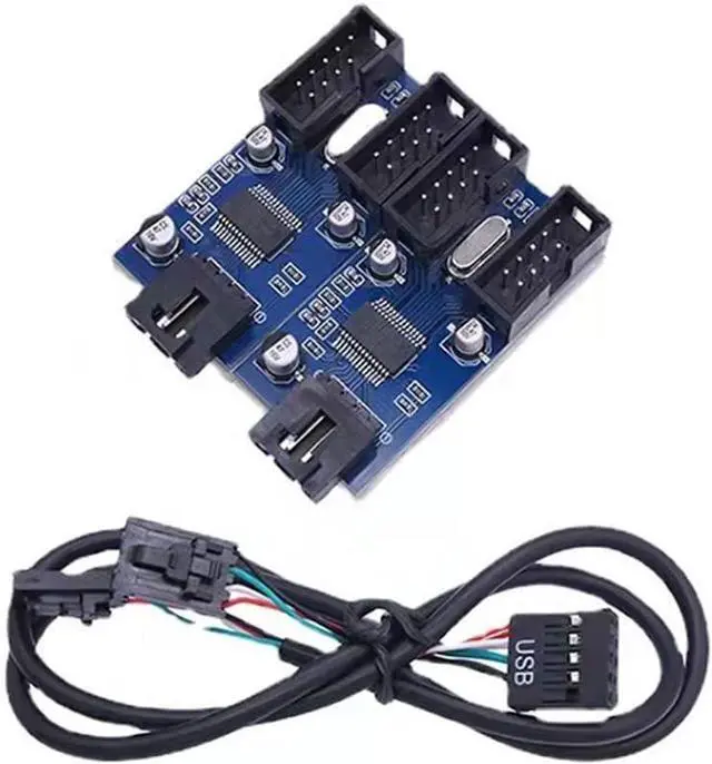 Alt view image 6 of 6 - 9Pin USB Header Splitter - Male to 4 Female Extension, Motherboard USB 2.0 Adapter, Multiplier