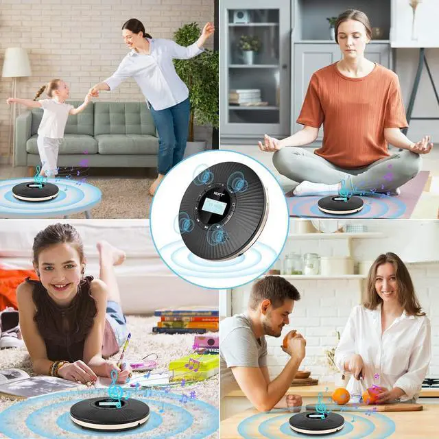 Alt view image 7 of 7 - HOTT CD Player Portable with 4 Speakers Portable CD Player with 5.3 Bluetooth and FM Transmitter with Big LCD Screen Rechargeable 1800mAh Small CD Players with Headphones for Car Home Travel