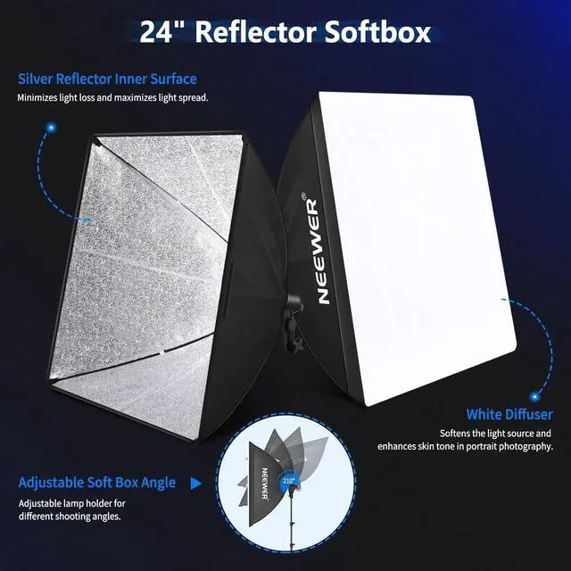 Alt view image 6 of 7 - NEEWER Photography Lighting kit with Backdrops, 8.5x10ft Backdrop Stands, UL Certified 5700K 800W Equivalent 24W LED Umbrella Softbox Continuous Lighting, Photo Studio Equipment for Photo Video Shoot