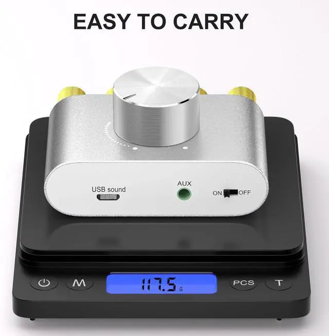 Alt view image 5 of 7 - Facmogu F900S 160W Bluetooth 5.0 Mini Amplifier, 80Wx2 2.0CH Audio Power Amplifier, Hi-Fi Stereo Sound Digital Amp Wireless Speaker Amp Receiver w/AUX/USB/BT Input & 12V 5A Power Adapter - Silver