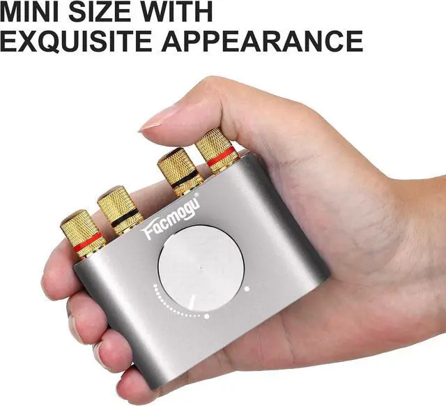 Alt view image 6 of 7 - Facmogu F900S 160W Bluetooth 5.0 Mini Amplifier, 80Wx2 2.0CH Audio Power Amplifier, Hi-Fi Stereo Sound Digital Amp Wireless Speaker Amp Receiver w/AUX/USB/BT Input & 12V 5A Power Adapter - Silver