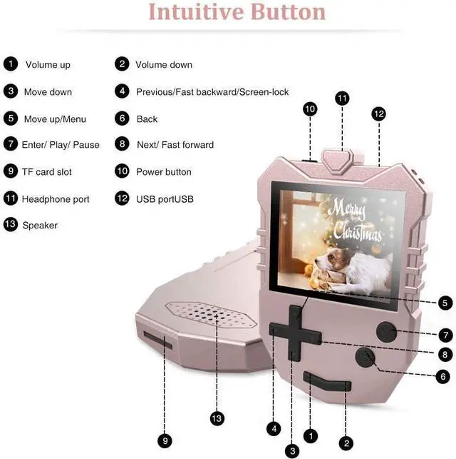 Alt view image 6 of 7 - AGPTEK MP3 Player for Kids, Portable 8GB Music Player with Built-in Speaker, FM Radio, Voice Recorder, Expandable Up to 128GB, Rose Gold,K1