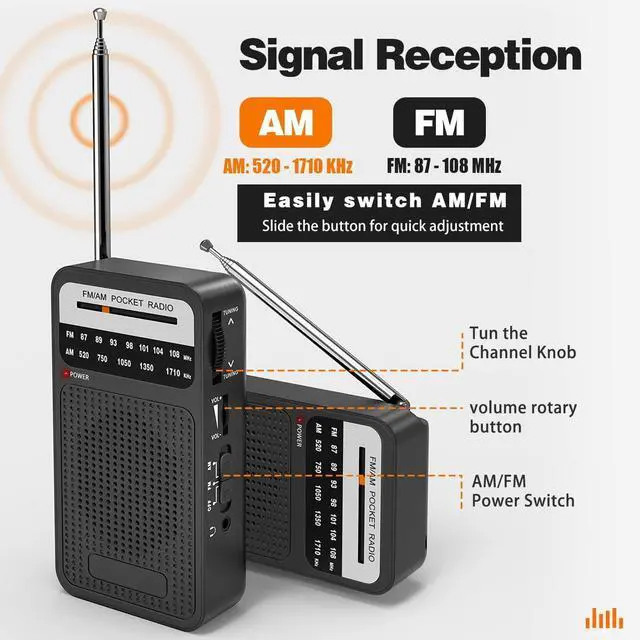 Alt view image 3 of 7 - Portable Radio AM FM with Long Range Reception, Goodes Transistor Radio with Loud Speaker, Headphone Jack, 2AA Battery Operated, Loud Speaker, Suitable for Indoor, Outdoor and Emergency Use
