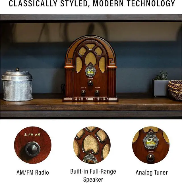 Alt view image 5 of 6 - Crosley CR31D-WA Companion Retro AM/FM Tabletop Radio with Bluetooth Receiver, Walnut