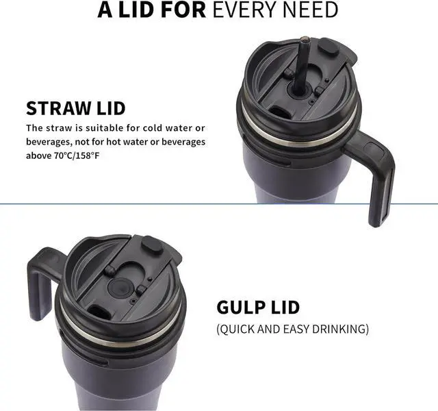 Alt view image 4 of 7 - ALOUFEA 20 oz Insulated Coffee Mug Tumbler with Handle, Stainless Steel Travel Mug Tumbler with Lid and Straw,Double Wall Vacuum Leak Proof Ice Coffee Thermal Cup, Indigo Black