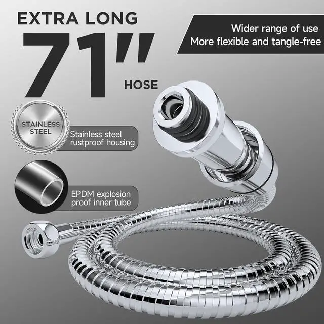 Alt view image 5 of 7 - Veken [1.8gpm Eco-Flow] 11.8 Inch Rain Shower Head with 6 Modes Handheld Water Spray,Wide Showerhead Combo with Extension Arm-housewarming gifts, Dual Shower with Anti-Clog Nozzles,Silver Chrome