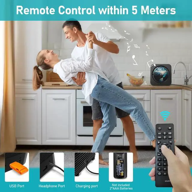 Alt view image 3 of 6 - CD Player Bluetooth Desktop CD Player with Speakers for Home Portable Music CD Players with RC, LED Display, FM Radio, Timer, Support Headphone/USB/TF/AUX Playback