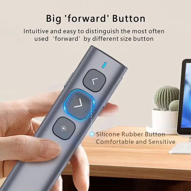 Alt view image 4 of 7 - Norwii N95 Presentation Clicker, PowerPoint Clicker for Presentation Remote, Rechargeable Wireless Presenter Pointer, Slide Clicker for ipad/mac/Laptop in Classroom, Auditorium, Church(Green, USB-A)