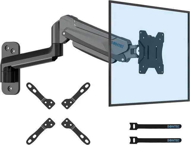 Main image of BONTEC Monitor Wall Mount Arm, VESA Gas Spring Height Adjustable, for 13-42 Inch Screens, Max 19.8lbs, Swivel, Tilt, Space-Saving Desk Mount, Easy Installation, Single Arm TV Mount, Max VESA 200x200