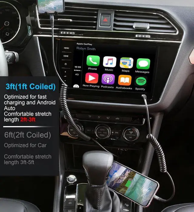 Alt view image 4 of 7 - USB Type C to Lightning Cable 3FT 2Pack Coiled iPhone Charger Fast Charging for Car Short USBC Lightning iPhone Cord for iPhone14/13/12/11 Pro Max/iPad/CarPlay