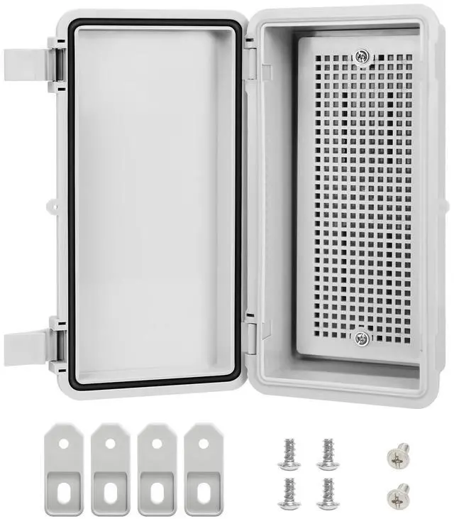Main image of Junction Box ABS Plastic IP65 Waterproof Dustproof Universal Electrical Enclosure Hinged Shell Outdoor and Indoor Usage Project Box, 7.9"x 3.9"x 2.7"(200x100x70mm), Grey