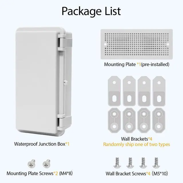 Alt view image 7 of 7 - Junction Box ABS Plastic IP65 Waterproof Dustproof Universal Electrical Enclosure Hinged Shell Outdoor and Indoor Usage Project Box, 7.9"x 3.9"x 2.7"(200x100x70mm), Grey