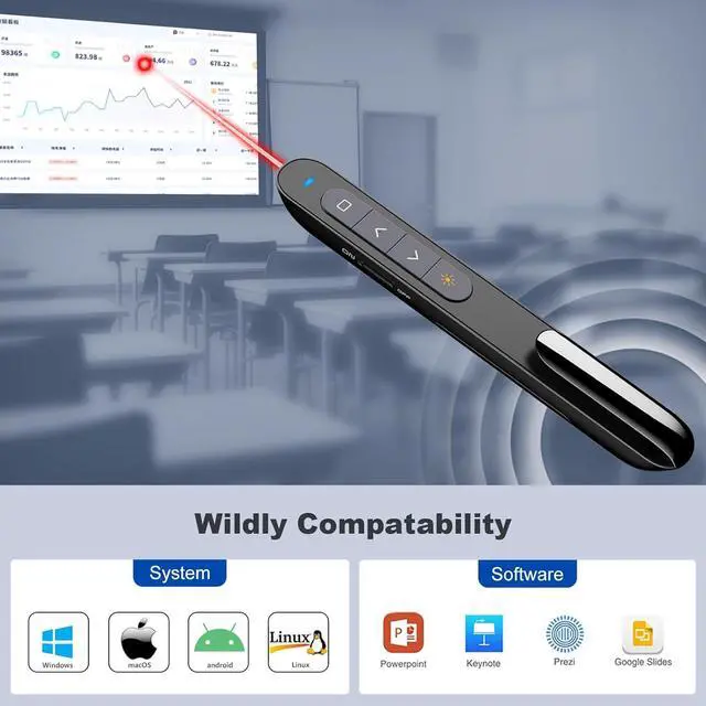 Alt view image 2 of 7 - Norwii N27 Presentation Clicker, Clicker for PowerPoint Presentations, PowerPoint Clicker with Pointer for Presentations, Pointer Clicker Presentation Remote - Black