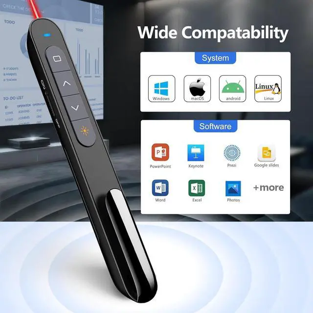 Alt view image 3 of 7 - Norwii N27 Presentation Clicker, Clicker for PowerPoint Presentations, PowerPoint Clicker with Pointer for Presentations, Pointer Clicker Presentation Remote - Black