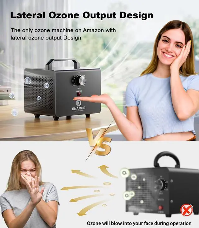 Alt view image 2 of 7 - ONAMOR Ozone Generator 77000mg, Ozone Machine Ionizer O3 Deodorizer for Home, Basement, Smoke, and Pet Room (Eliminating Odors Area up to 4000 Square Feet, All Metallic Black)