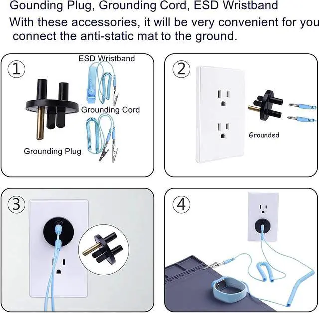 Alt view image 4 of 7 - Anti-Static Mat ESD Safe for Electronic Includes ESD Wristband and Grounding Wire, HPFIX Silicone Soldering Repair Mat 932°F Heat Resistant for iPhone iPad iMac, Laptop, Computer, 15.9 x 12 Grey