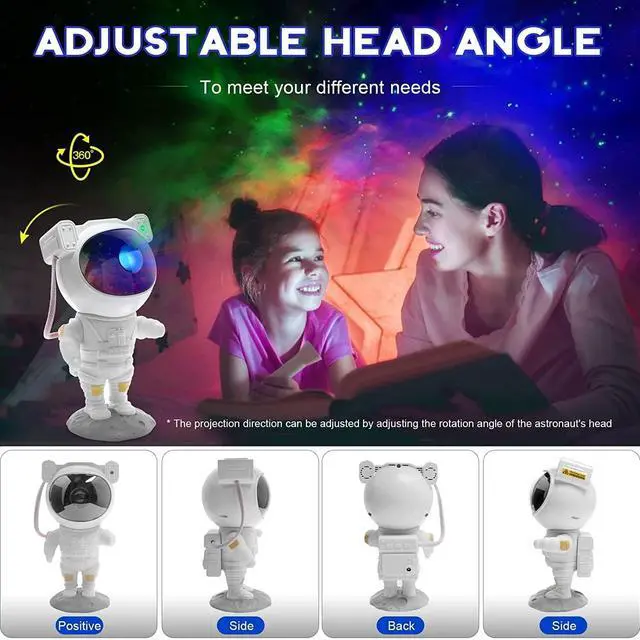 Alt view image 4 of 6 - SFOUR Astronaut Galaxy Projector Night LightLights for Bedroom,Kids Room Decor Aesthetic, Adjustable Head Angle,Gift for Kids Adults Home Party Ceiling DecorChristmas Gift