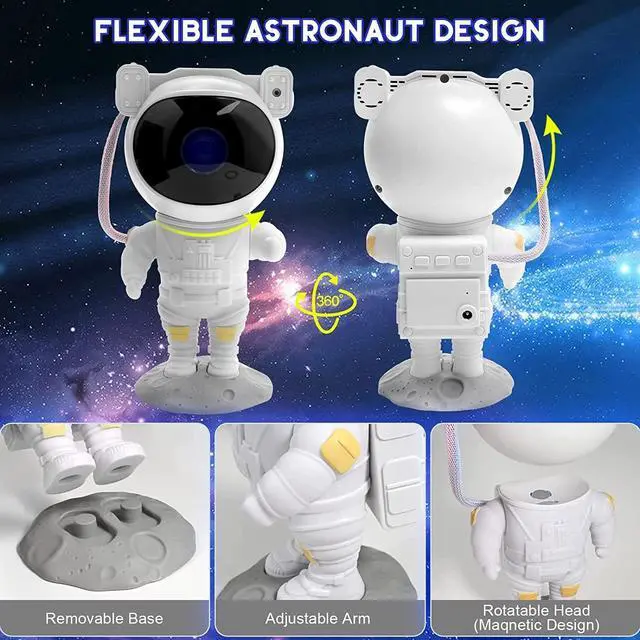 Alt view image 3 of 6 - SFOUR Astronaut Galaxy Projector Night LightLights for Bedroom,Kids Room Decor Aesthetic, Adjustable Head Angle,Gift for Kids Adults Home Party Ceiling DecorChristmas Gift