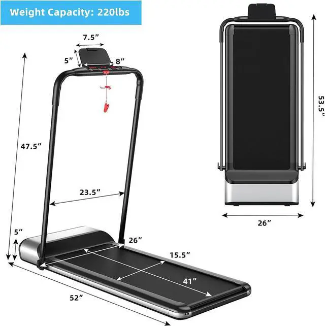 Alt view image 7 of 7 - Goplus Folding Treadmill, Ultra-Thin Installation-Free Foldable Electric Treadmill, Low Noise, Walking Jogging Machine, Portable Superfit Treadmills for Home Office
