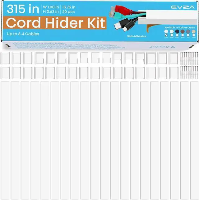 Alt view image 2 of 7 - Cord Hider, Wire Cover, Cord Covers Wall Mounted TV, Cable Hider, 315 in Paintable White Raceway Kit, Electrical Cords Concealer, Cable Management, Hide Cords Wall, Wire Molding, Adhesive Channel