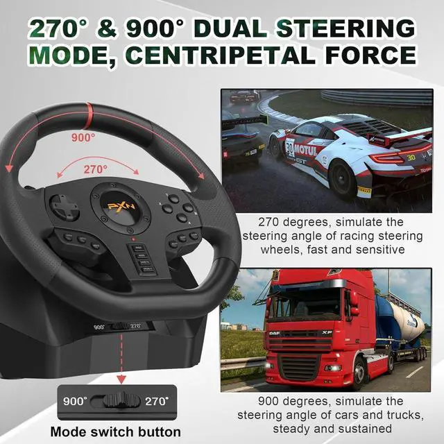 Alt view image 5 of 7 - PC Racing Wheel Steering Wheel PXN V900 Driving Simulator 270°/900° Rotation christmas gift Gaming Steering Wheel with Pedals for PC,PS4,PS3,Xbox Series X|S, Xbox One
