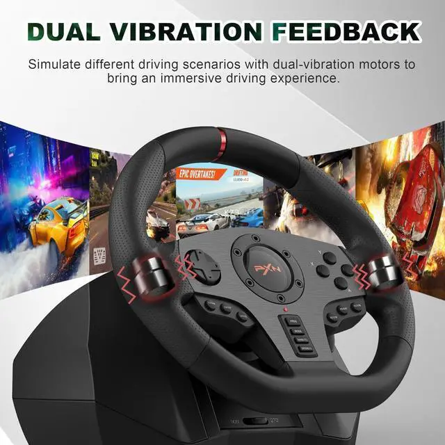 Alt view image 3 of 7 - PC Racing Wheel Steering Wheel PXN V900 Driving Simulator 270°/900° Rotation christmas gift Gaming Steering Wheel with Pedals for PC,PS4,PS3,Xbox Series X|S, Xbox One