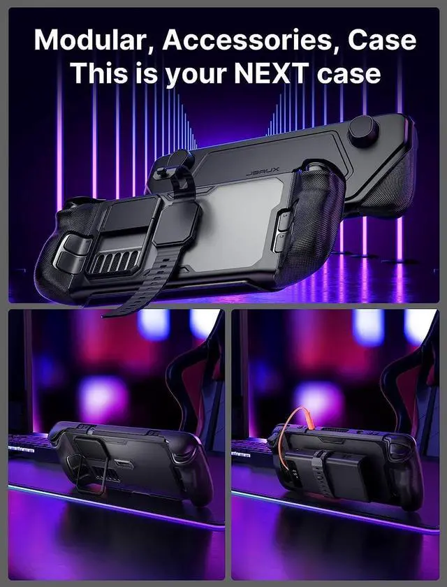 Alt view image 2 of 7 - JSAUX ModCase for Steam Deck/Steam Deck OLED, PC0104 Modular Valve Steam Deck Case Include Protective Case, Face Cover, Cooling Fan, Metal Bracket and Strap - Cooler Set