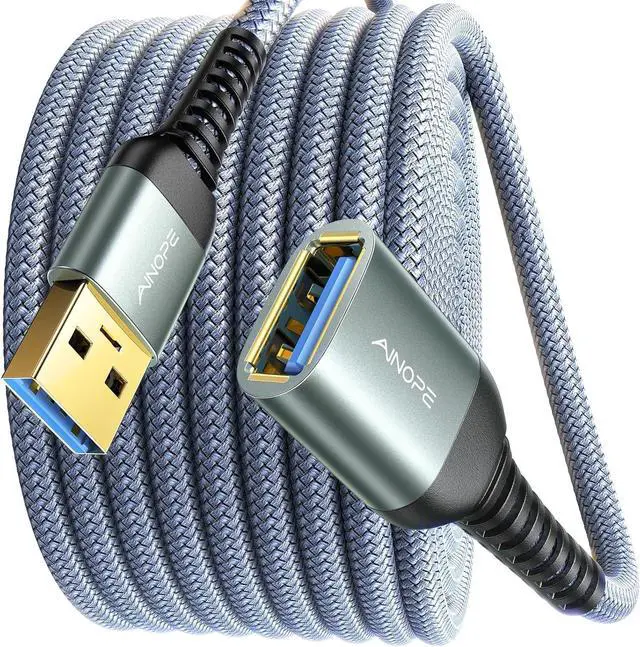 Main image of AINOPE USB Extension Cable,USB Extender,USB 3.0 Extension Cable, Male to Female Cord High Data Transfer Compatible with Webcam,USB Keyboard,Flash Drive,Hard Drive,Printer,10FT,Grey