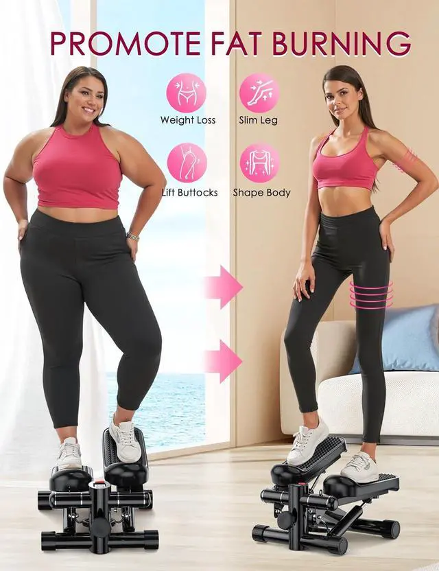 Alt view image 2 of 7 - Steppers for Exercise at Home, KitGody Mini Stepper with Resistance Bands, Portable Stair Stepper for Home 330LBS Capacity, Adjustable Height Fitness Stepper Machine