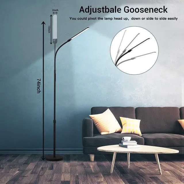 Alt view image 5 of 7 - NXONE Led Floor Lamp,Modern Reading Adjustable Standing Height 4 Colors and Stepless Brightness Work Lamp for Living Room Bedroom Reading, Black