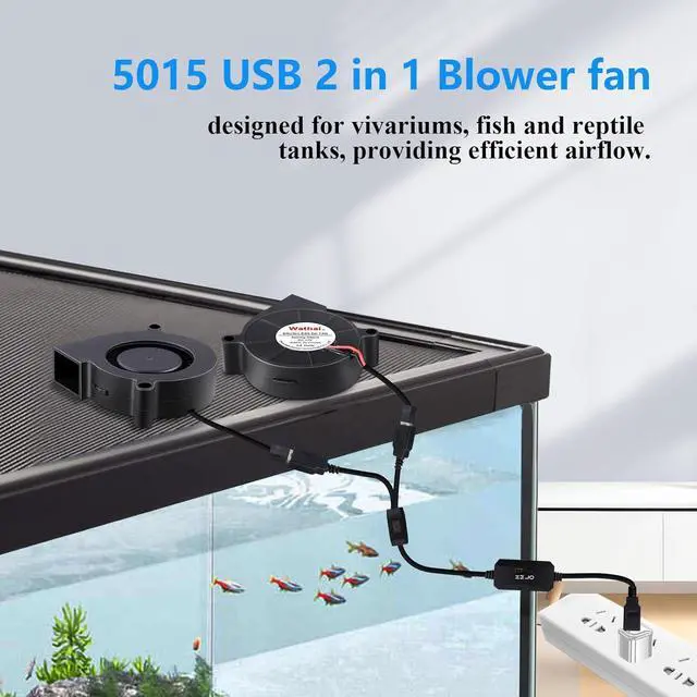 Alt view image 2 of 6 - Wathai 50mm x 15mm USB Blower Fan 5V 5015 Brushless Cooling Fans with Variable Speed Controller for Laptops, Helmets, and DIY Projects 2 Pack