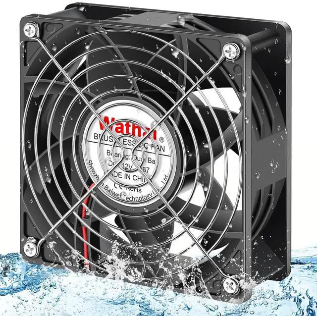 Main image of Wathai 120mm x 38mm 12V Waterproof Exhaust Fan Dual Ball High Preformance for Greenhouse, Van, Humid Environments, Outdoor Enclosures or DIY Cooling Ventilation Projects IP67