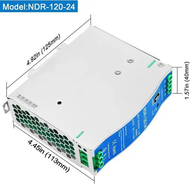 Alt view image 2 of 7 - 24Vdc Power Supply NDR 120W;Dual Output (Input:100-240VAC,Output:24VDC,50/60HZ) Power Supply Switch Switching Converter DC (24V 5A)