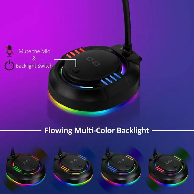 Alt view image 2 of 7 - USB Microphone, Plug & Play Condenser Mic with Mute Button, RGB Lighting for Desk Decoration, Compatible with PC, Laptop, PS4/PS5  Ideal for Gaming, Streaming, Work & Study (CGS-M2)