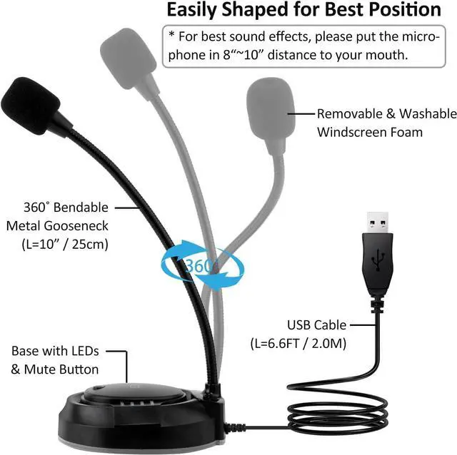Alt view image 6 of 7 - USB Microphone, Plug & Play Condenser Mic with Mute Button, RGB Lighting for Desk Decoration, Compatible with PC, Laptop, PS4/PS5  Ideal for Gaming, Streaming, Work & Study (CGS-M2)
