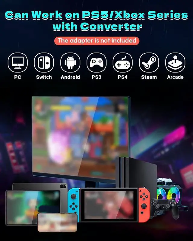 Alt view image 7 of 7 - Sehawei Haute42 Arcade Stick S16 All-Button Gamerfinger with Custom RGB & Turbo Functions,Arcade Controller Street Fight for PC/Ps3/Ps4/Switch/Steam Game Keyboard-Supports Hot Swap & SOCD