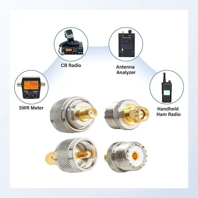 Alt view image 2 of 6 - Anina 4pc SMA - UHF FR Coaxial Connector Kit SMA to PL259 SO239 UHF VHF Crimp Coax Adapter for CB Radio/Handheld Ham Radio Antenna/Walkie Talkie/Amateur Radio