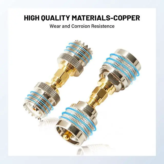 Alt view image 3 of 6 - Anina 4pc SMA - UHF FR Coaxial Connector Kit SMA to PL259 SO239 UHF VHF Crimp Coax Adapter for CB Radio/Handheld Ham Radio Antenna/Walkie Talkie/Amateur Radio