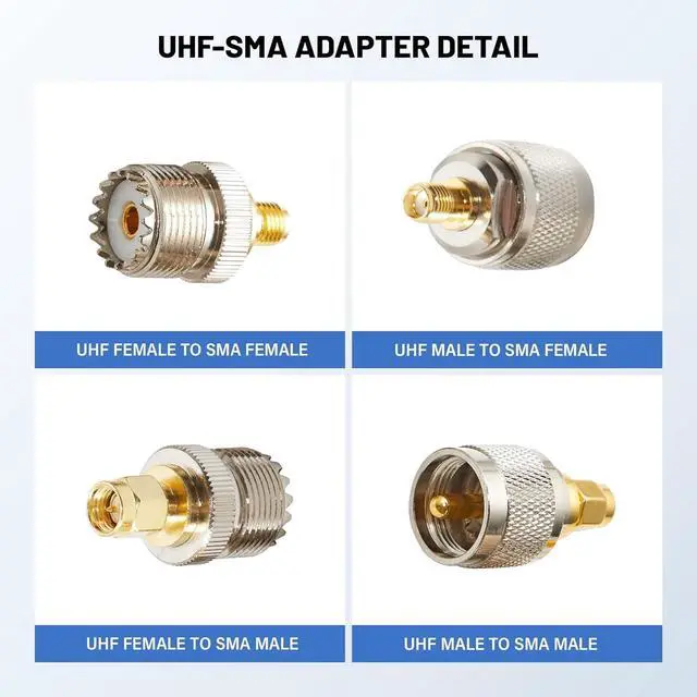 Alt view image 4 of 6 - Anina 4pc SMA - UHF FR Coaxial Connector Kit SMA to PL259 SO239 UHF VHF Crimp Coax Adapter for CB Radio/Handheld Ham Radio Antenna/Walkie Talkie/Amateur Radio