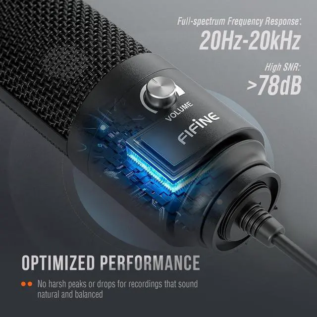 Alt view image 2 of 7 - FIFINE USB Microphone, Metal Condenser Recording Microphone for MAC OS, Windows, Cardioid Laptop Mic for Recording Vocals, Voice Overs, Streaming, Meeting and YouTube Videos-K669B