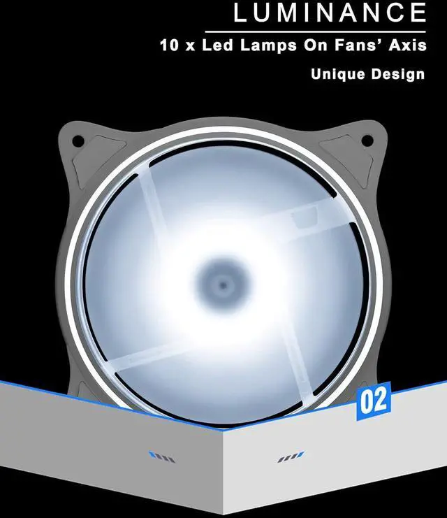 Alt view image 3 of 7 - 120mm White RGB PC Cooling Fans 3-Pack - Ultra Quiet High Airflow LED 12V Computer Case Fans with Triple Light Loops