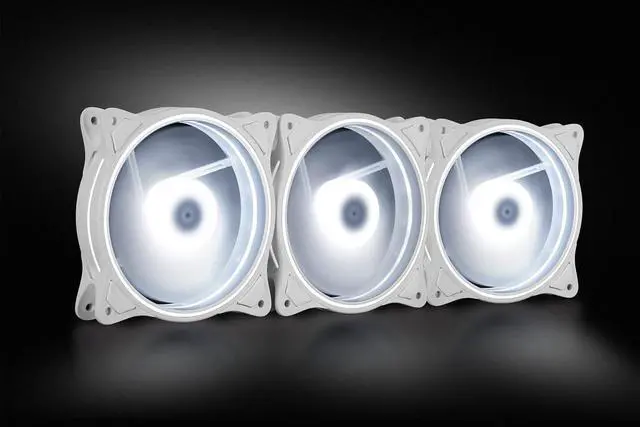 Alt view image 7 of 7 - 120mm White RGB PC Cooling Fans 3-Pack - Ultra Quiet High Airflow LED 12V Computer Case Fans with Triple Light Loops