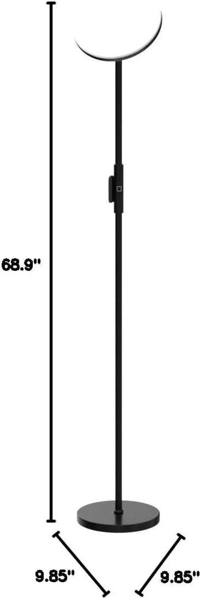 Alt view image 3 of 7 - JOOFO Floor Lamp,30W/2400LM Sky LED Modern Torchiere 3 Color Temperatures Super Bright-Tall Standing Pole Light with Remote & Touch Control for Living Room,Bed Room,Office (Black)