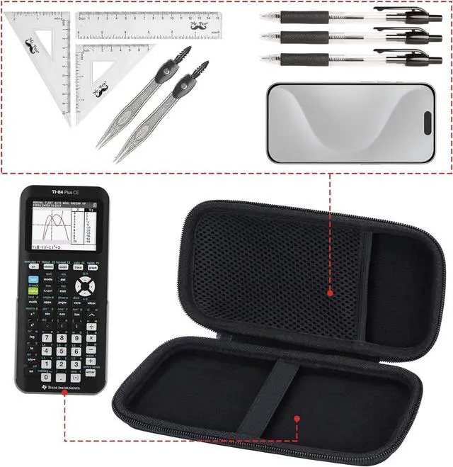 Alt view image 6 of 7 - Hard Case Compatible with Texas Instruments TI-84 Plus CE/TI-84 Plus/TI-Nspire CX II CAS/TI-Nspire CX II/TI-83 Plus/TI-89 Titanium/TI-85 / TI-86 Color Graphing Calculator (Rose Gold)