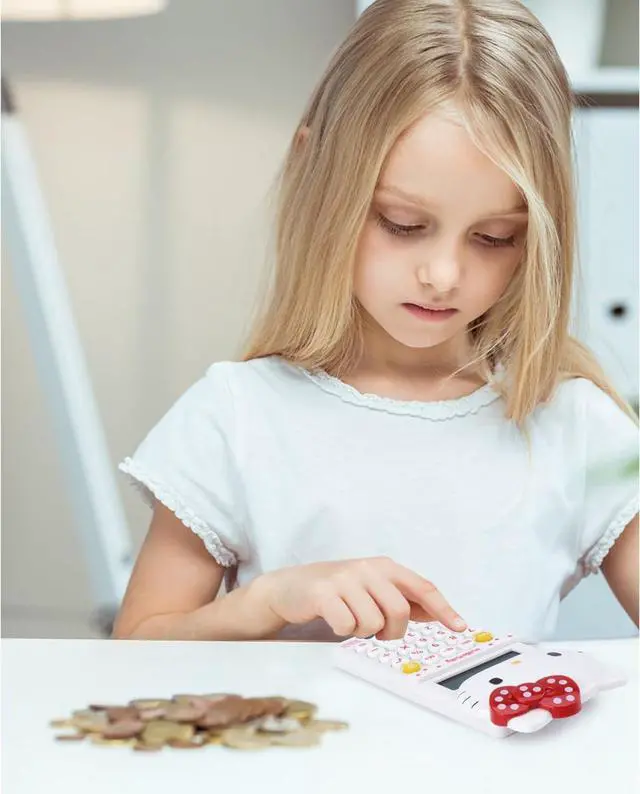 Alt view image 4 of 7 - Cute Calculator,5.9 * 2.6in,Powered by Batteries(Included) 8 Digit with LCD Display,Kids Calculator,Calculator for School,Mini Calculator,Cartoon Calculator,Handheld Calculator