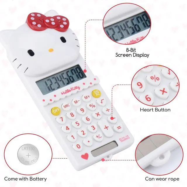 Alt view image 3 of 7 - Cute Calculator,5.9 * 2.6in,Powered by Batteries(Included) 8 Digit with LCD Display,Kids Calculator,Calculator for School,Mini Calculator,Cartoon Calculator,Handheld Calculator
