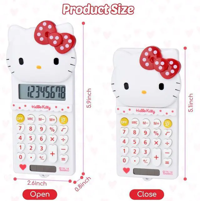 Alt view image 7 of 7 - Cute Calculator,5.9 * 2.6in,Powered by Batteries(Included) 8 Digit with LCD Display,Kids Calculator,Calculator for School,Mini Calculator,Cartoon Calculator,Handheld Calculator