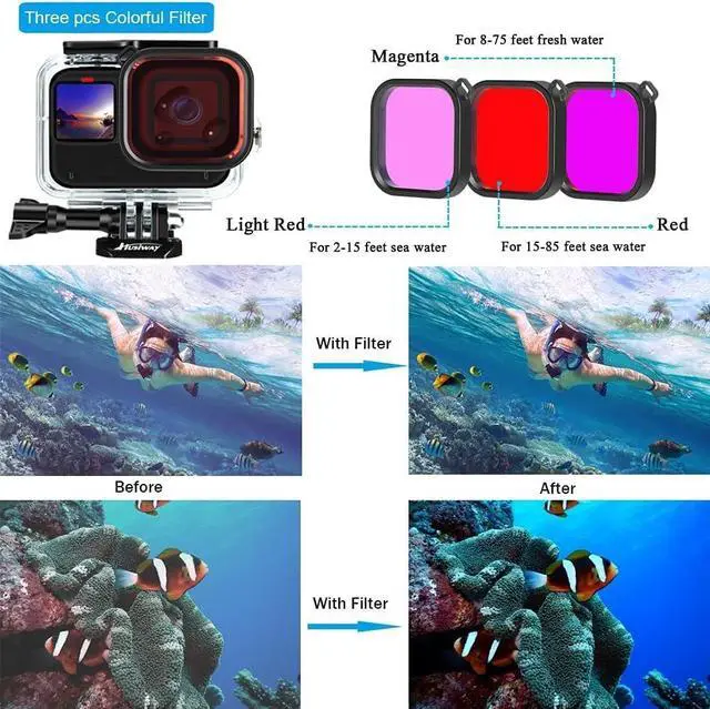 Alt view image 3 of 7 - Accessories Kit for Gopro Hero 13 12 11 10 9 Black Waterproof Housing Silicone Case Glass Screen Protector Bundle for Go pro Gopro13 Gopro12 Gopro11 Gopro10 Hero13 Hero12 Hero11 Hero10 Camera 62E