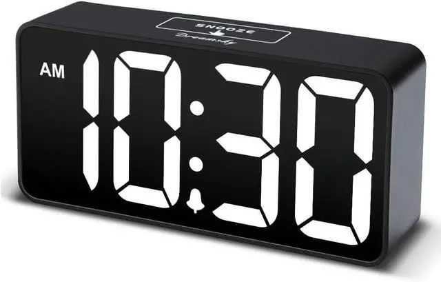 Main image of DreamSky Small Digital Alarm Clock for Bederoom, Large Big Numbers Display with Brightness Dimmer, Electric Bedside Desk Clock with USB Charging Port, Adjustable Alarm Volume (White Digits)