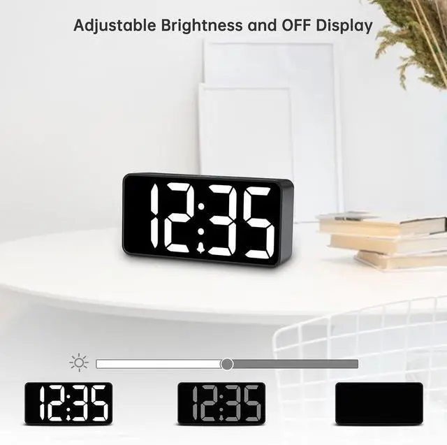 Alt view image 5 of 7 - DreamSky Small Digital Alarm Clock for Bederoom, Large Big Numbers Display with Brightness Dimmer, Electric Bedside Desk Clock with USB Charging Port, Adjustable Alarm Volume (White Digits)